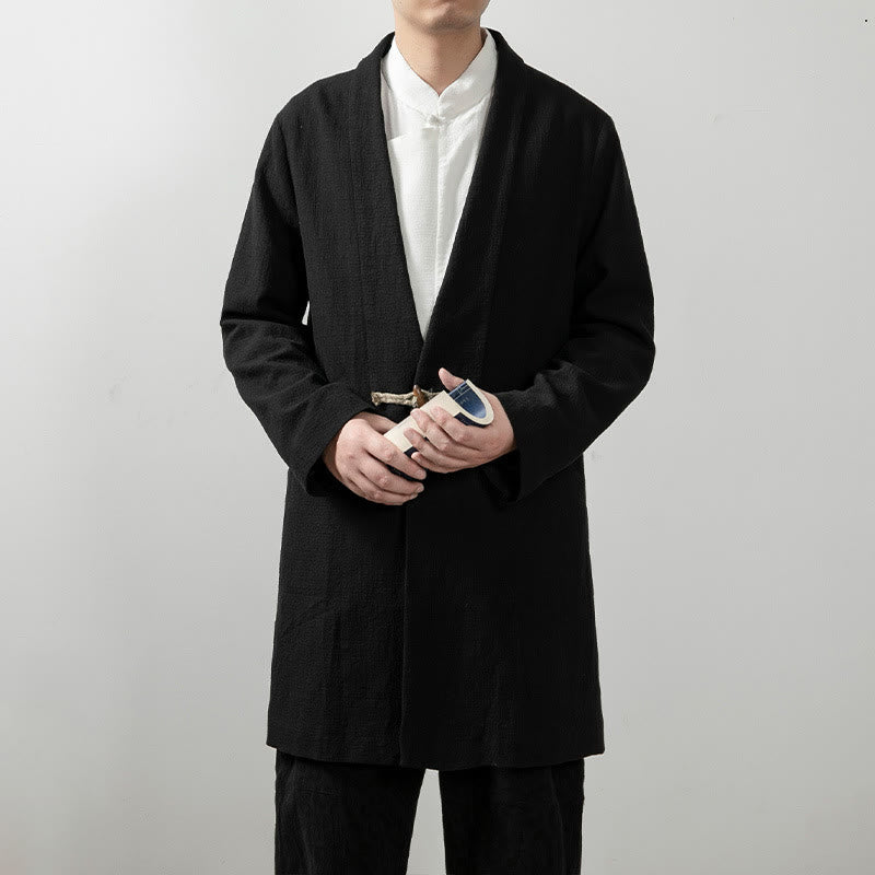 Buddha Stones Fall Simple Cotton Herren Langarm Mittellanger Mantel Kleidung - image 5