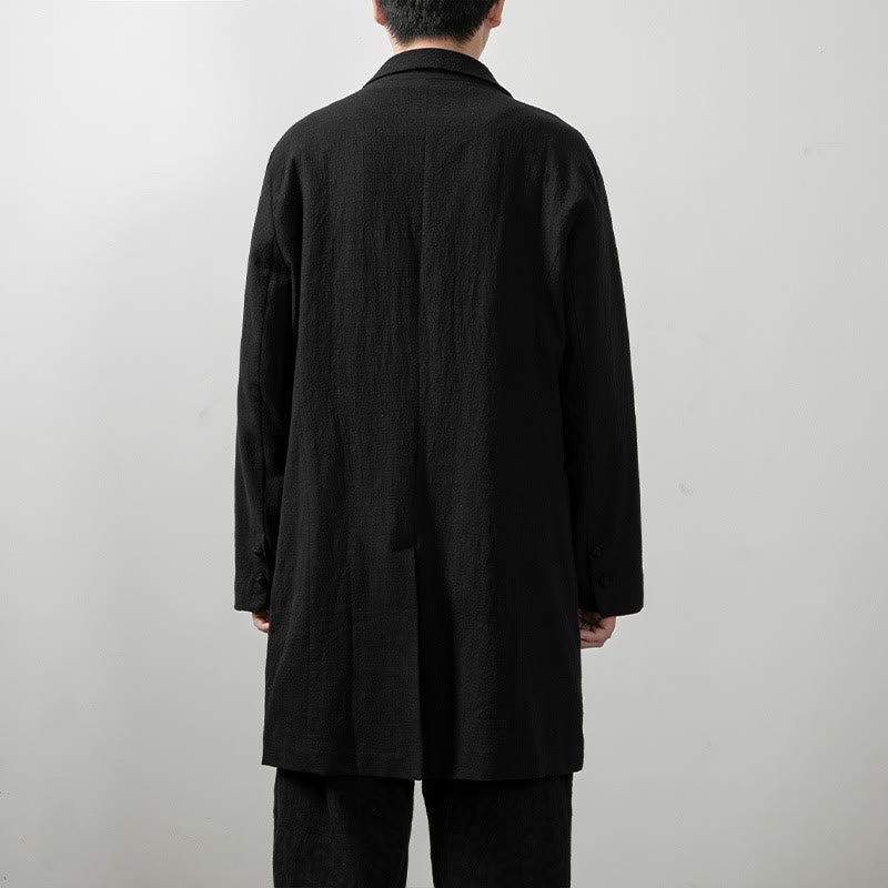 Buddha Stones Fall Simple Cotton Herren Langarm Mittellanger Mantel Kleidung - image 4