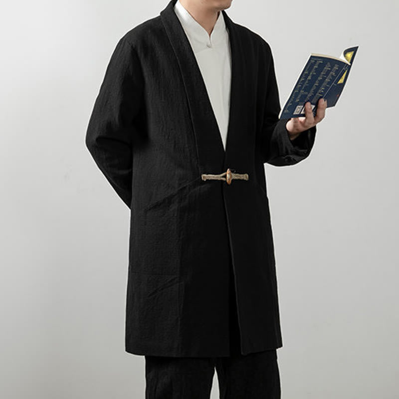 Buddha Stones Fall Simple Cotton Herren Langarm Mittellanger Mantel Kleidung - image 1