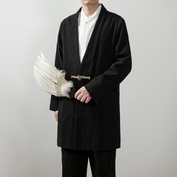 Buddha Stones Fall Simple Cotton Herren Langarm Mittellanger Mantel Kleidung - image 6