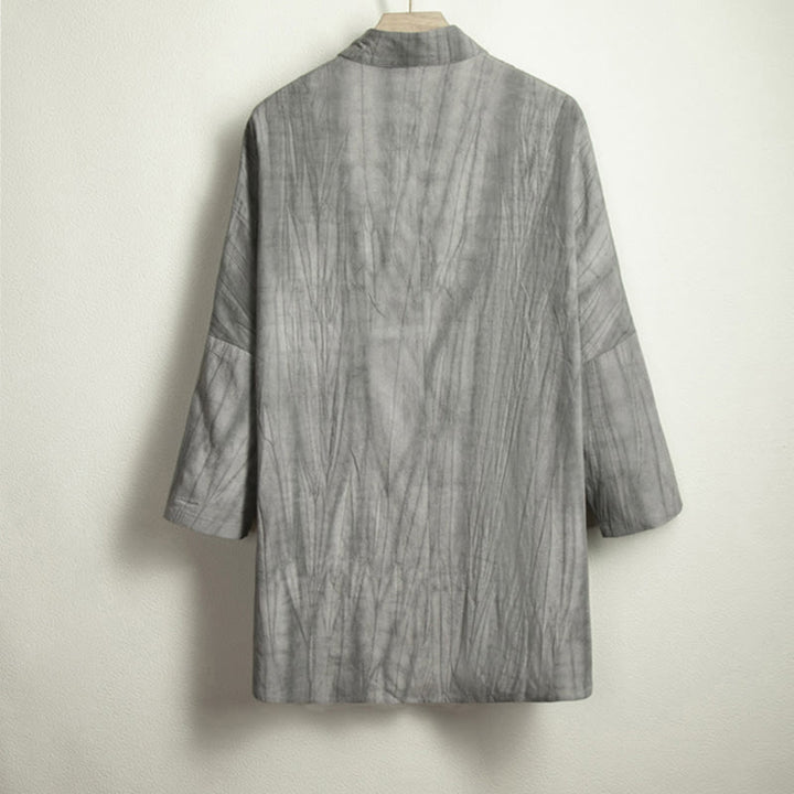 Buddha Stones Casual Grau Herren Frosch-Knopf Hemd Zen Kleidung - image 5