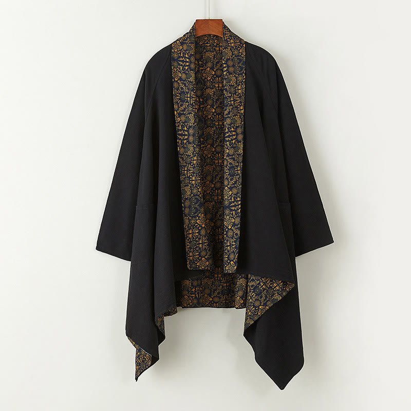 Buddha Stones Fall Herren Baumwolle Mittellanger Mantel Doppelseitige Jacke - Schwarz - US/UK/AU 38, EU 48 (XL) - image 7