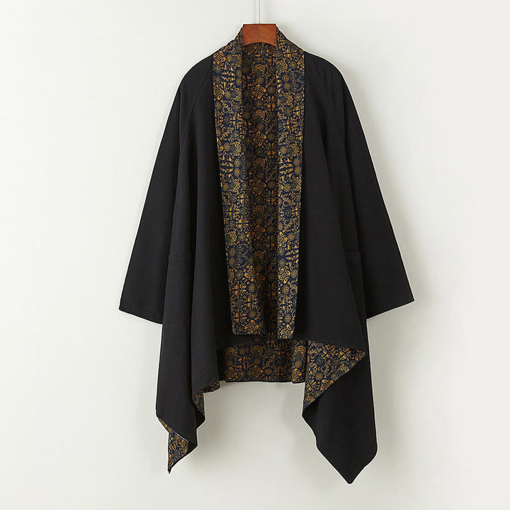 Buddha Stones Fall Herren Baumwolle Mittellanger Mantel Doppelseitige Jacke - Schwarz - US/UK/AU 38, EU 48 (XL) - image 7