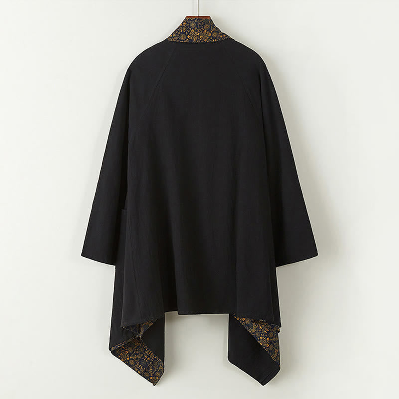 Buddha Stones Fall Herren Baumwolle Mittellanger Mantel Doppelseitige Jacke - image 8