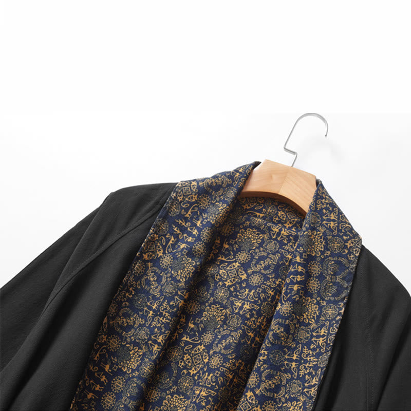 Buddha Stones Fall Herren Baumwolle Mittellanger Mantel Doppelseitige Jacke - image 10