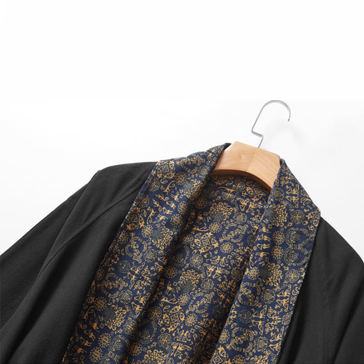 Buddha Stones Fall Herren Baumwolle Mittellanger Mantel Doppelseitige Jacke - image 10