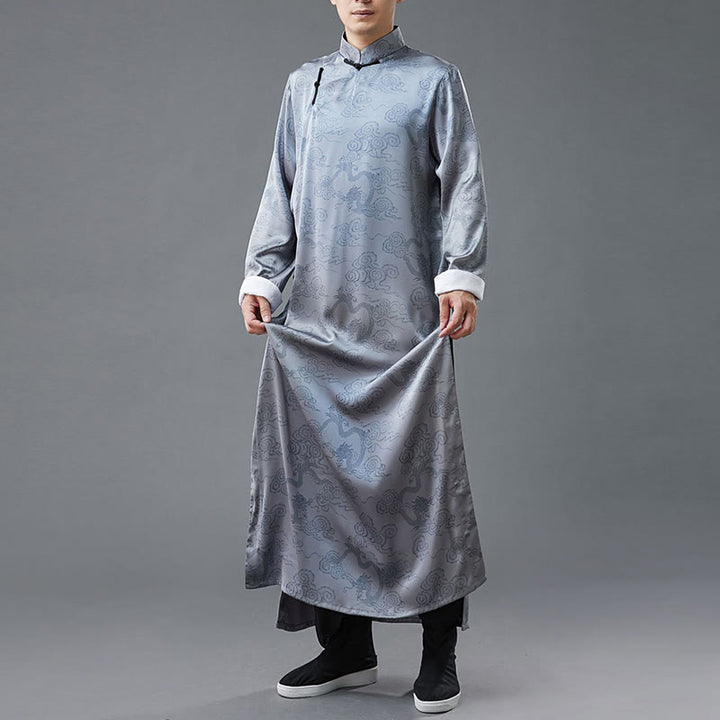 Buddha Stones Vintage Chinesischer Froschknopf Tang Anzug Herren Drachen Baumwollrobe - image 9