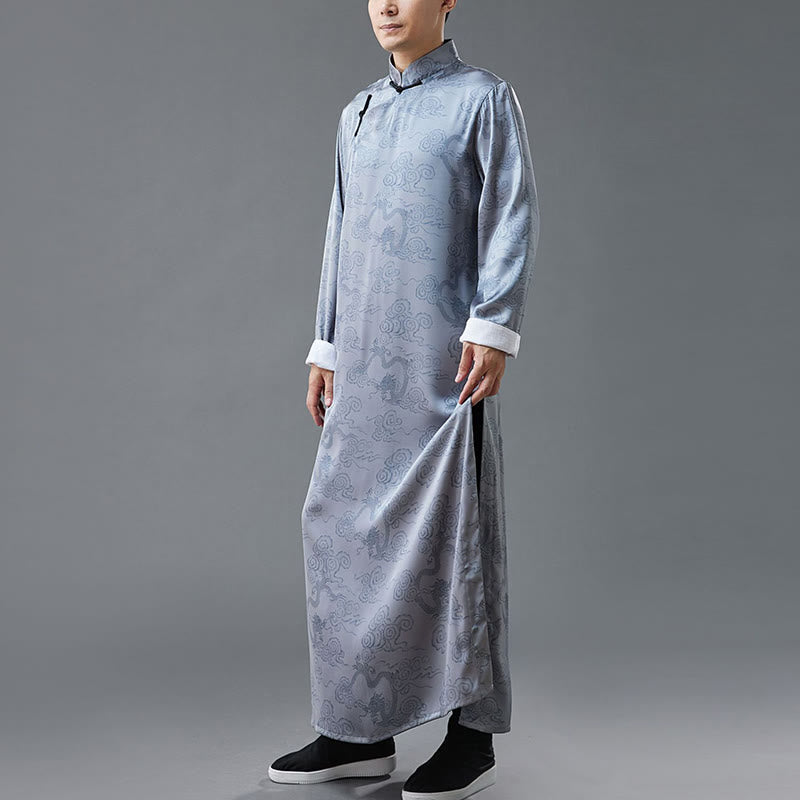 Buddha Stones Vintage Chinesischer Froschknopf Tang Anzug Herren Drachen Baumwollrobe - image 8