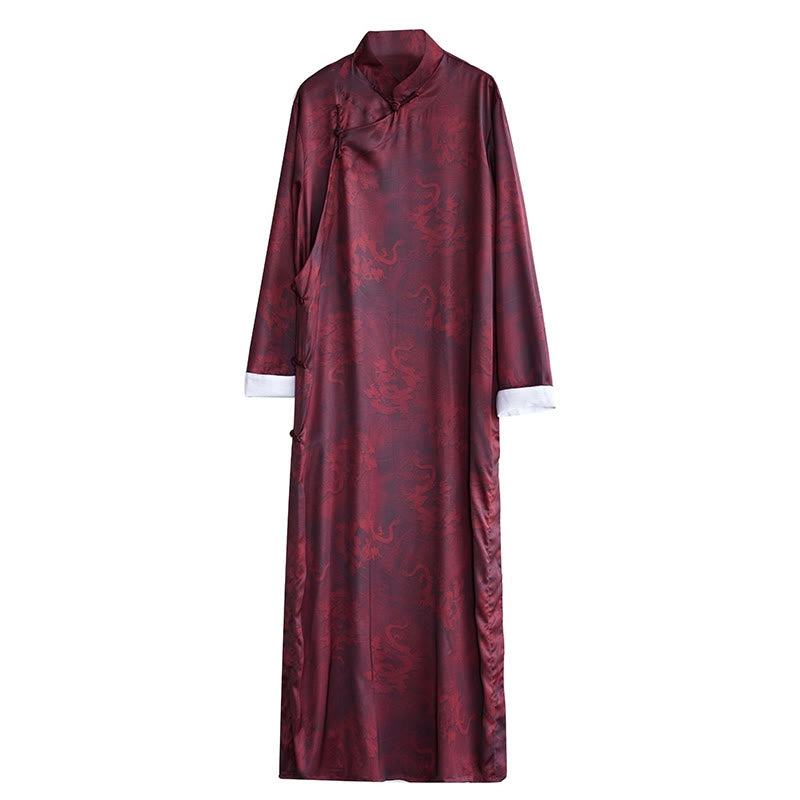 Buddha Stones Vintage Chinesischer Froschknopf Tang Anzug Herren Drachen Baumwollrobe - image 17