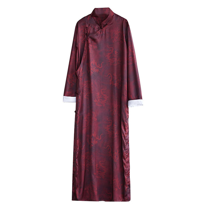 Buddha Stones Vintage Chinesischer Froschknopf Tang Anzug Herren Drachen Baumwollrobe - image 17