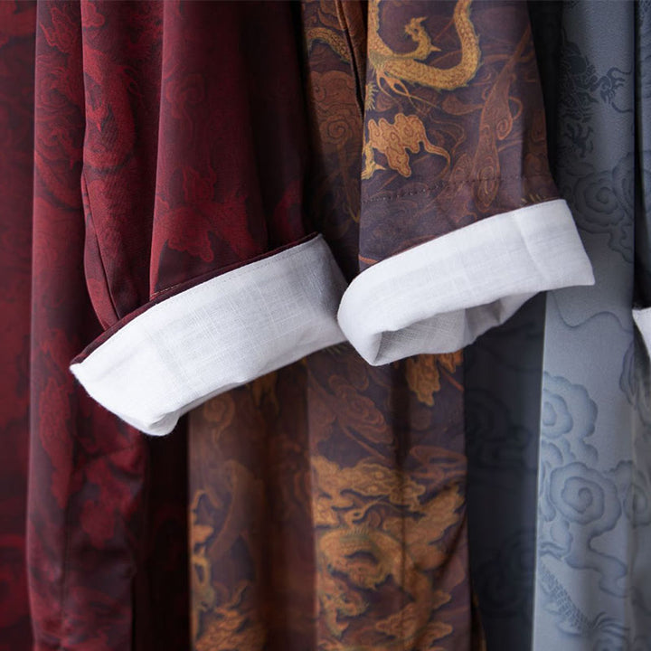 Buddha Stones Vintage Chinesischer Froschknopf Tang Anzug Herren Drachen Baumwollrobe - image 21