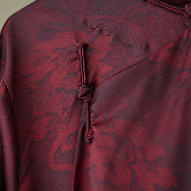 Buddha Stones Vintage Chinesischer Froschknopf Tang Anzug Herren Drachen Baumwollrobe - image 18