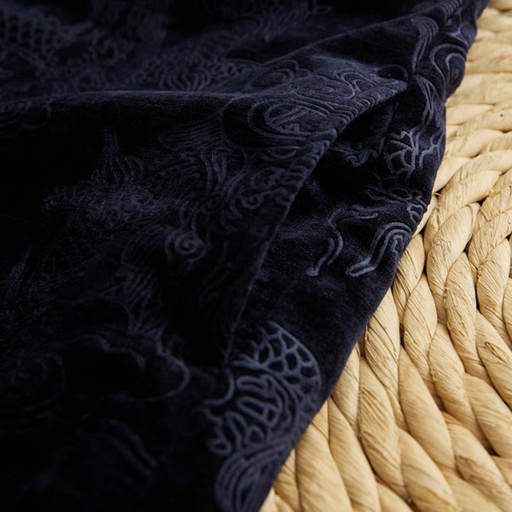 Buddha Stones Vintage Herbst Winter Chinesischer Tang-Anzug mit Froschknöpfen, Jacquard-Robe für Herren mit Drachenmotiv und Taschen - image 10