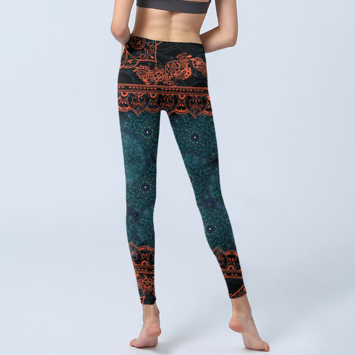 Buddha Stones Grün Mandala Blume Druck Gym Fitness Leggings frauen Yoga Hosen