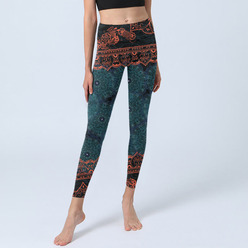 Buddha Stones Grün Mandala Blume Druck Gym Fitness Leggings frauen Yoga Hosen