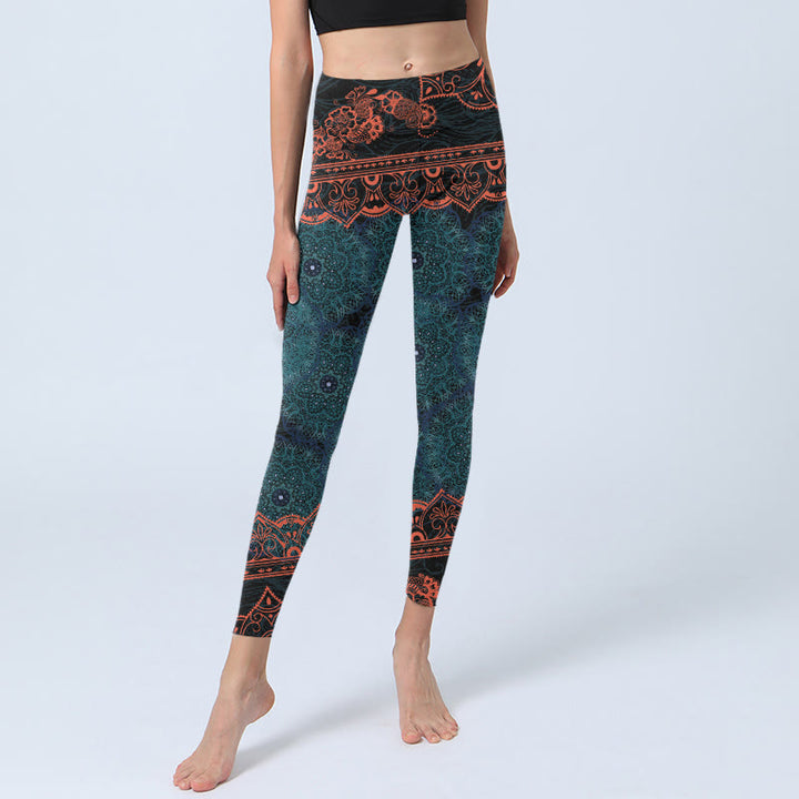 Buddha Stones Grün Mandala Blume Druck Gym Fitness Leggings frauen Yoga Hosen