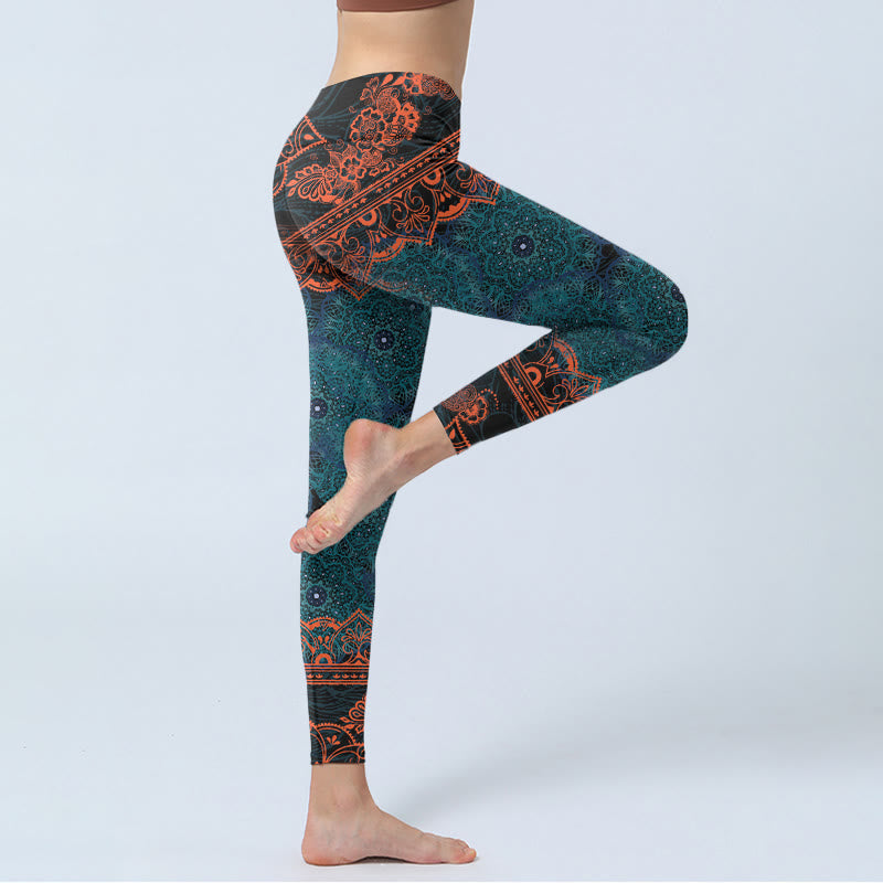 Buddha Stones Grün Mandala Blume Druck Gym Fitness Leggings frauen Yoga Hosen