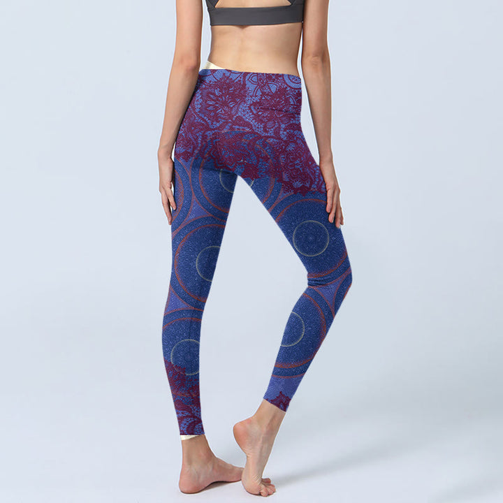Buddha Stones, lila Kompass, Mandala-Blumendruck, Fitnessstudio, Fitness-Leggings, Damen-Yogahose - image 4