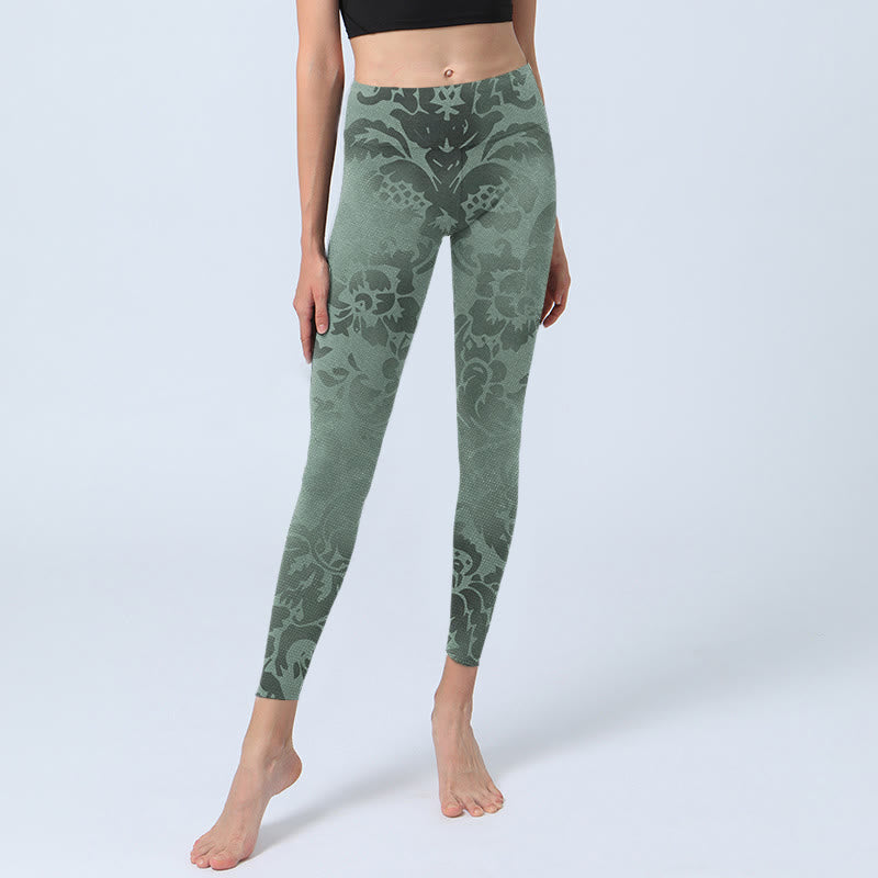 Buddha Stones Lässige Blumenblätter-Druck-Gymnastik-Fitness-Leggings für Damen-Yogahosen