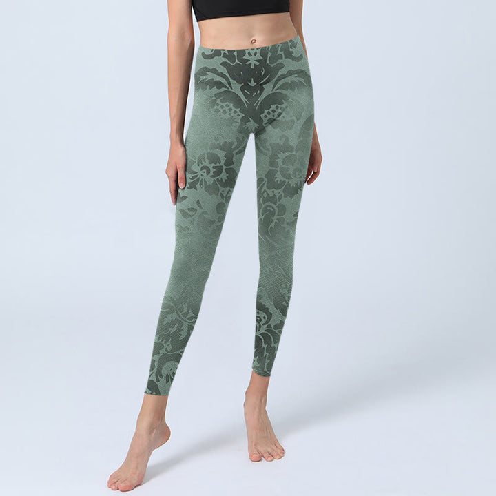 Buddha Stones Lässige Blumenblätter-Druck-Gymnastik-Fitness-Leggings für Damen-Yogahosen - image 5