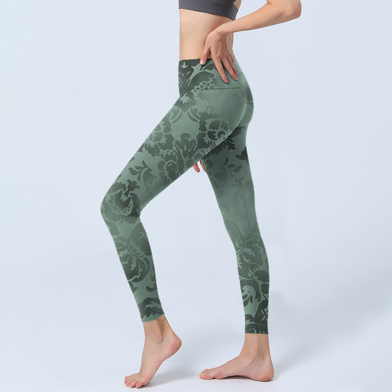 Buddha Stones Lässige Blumenblätter-Druck-Gymnastik-Fitness-Leggings für Damen-Yogahosen