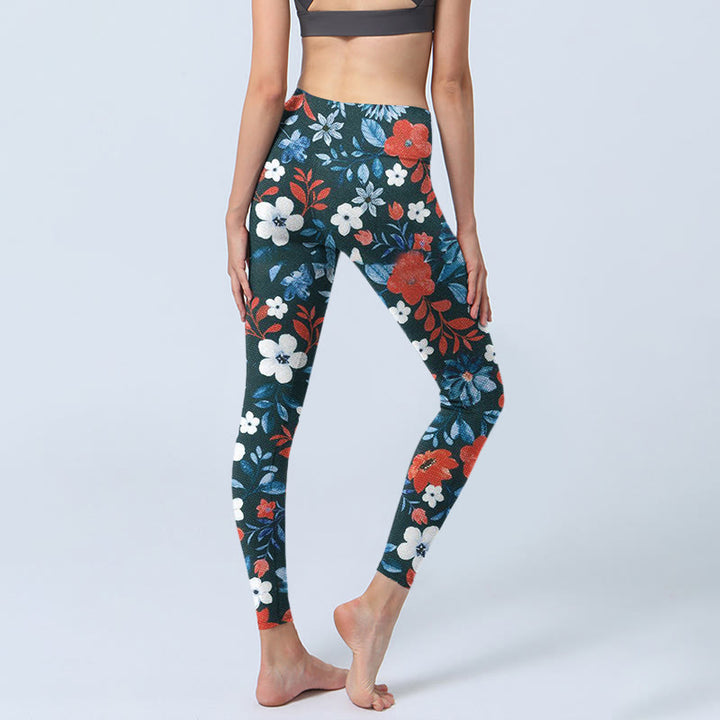 Buddha Stones ​​Rot Weiß Blume Löwenzahn Druck Gym Fitness Leggings frauen Yoga Hosen - image 5