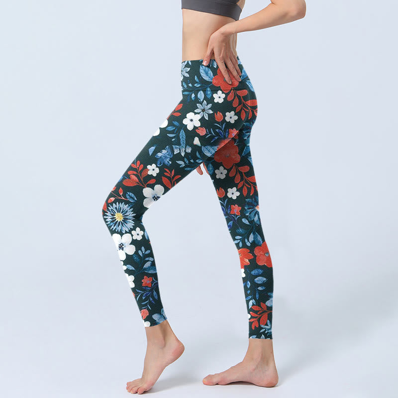 Buddha Stones Rot Weiß Blume Löwenzahn Druck Gym Fitness Leggings frauen Yoga Hosen