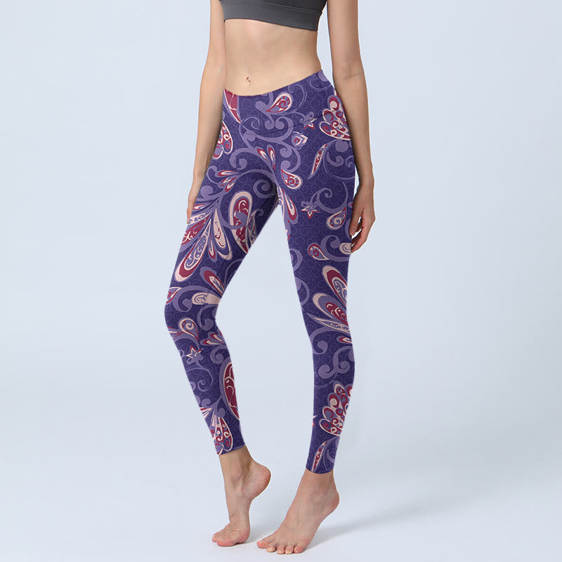 Buddha Stones, lila Blütenblätter-Druck, Fitness-Leggings für Damen, Yoga-Hose - Mittelviolett - US18， UK/AU22，EU50 (4XL) - image 1