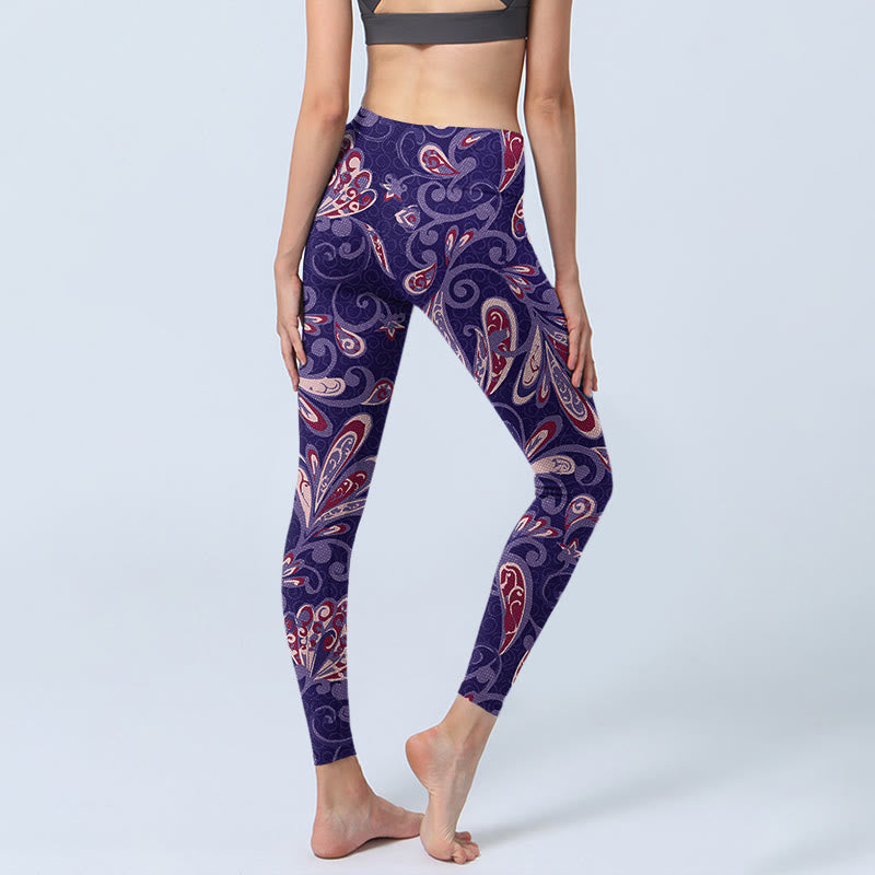 Buddha Stones, lila Blütenblätter-Druck, Fitness-Leggings für Damen, Yoga-Hose - image 5