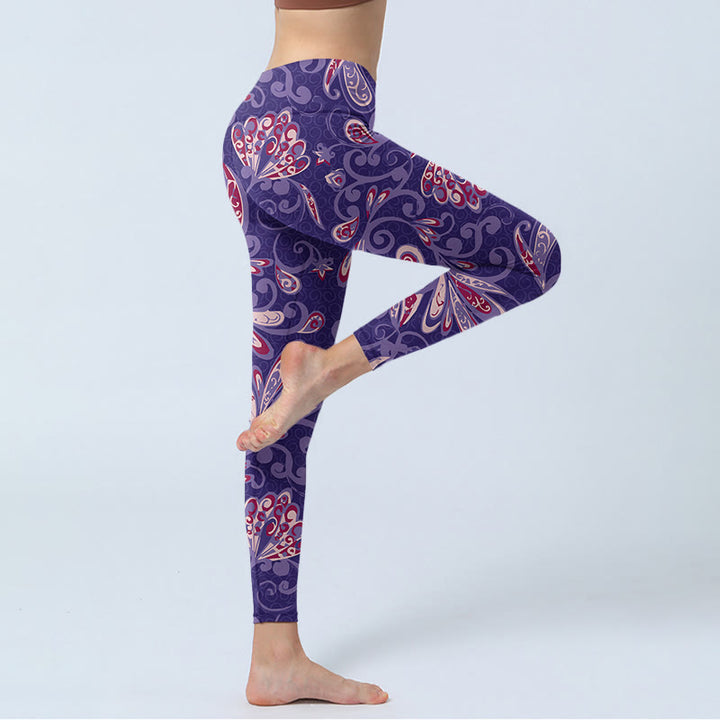 Buddha Stones, lila Blütenblätter-Druck, Fitness-Leggings für Damen, Yoga-Hose - image 4