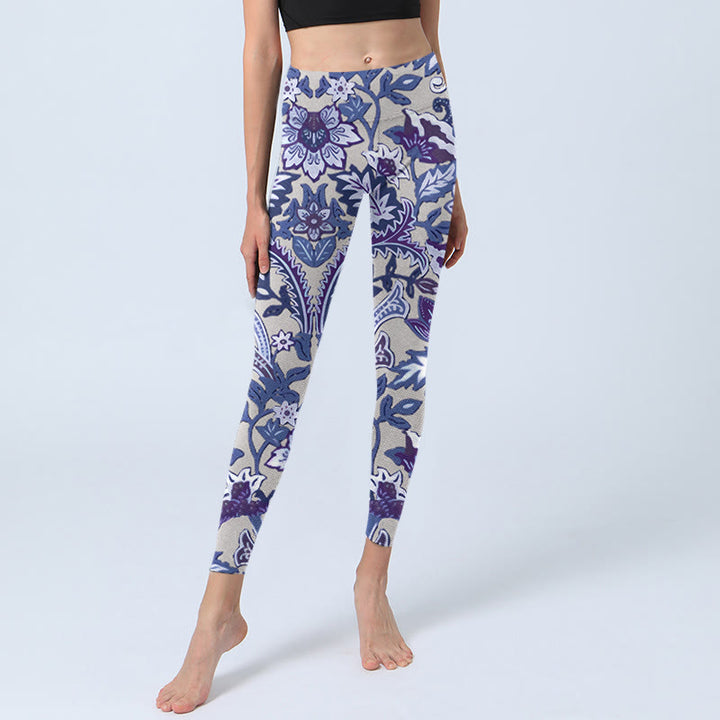 Buddha Stones, lila, Blumenblätter-Druck, Fitness-Leggings für Damen, Yoga-Hose