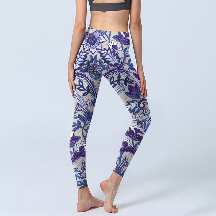 Buddha Stones, lila, Blumenblätter-Druck, Fitness-Leggings für Damen, Yoga-Hose