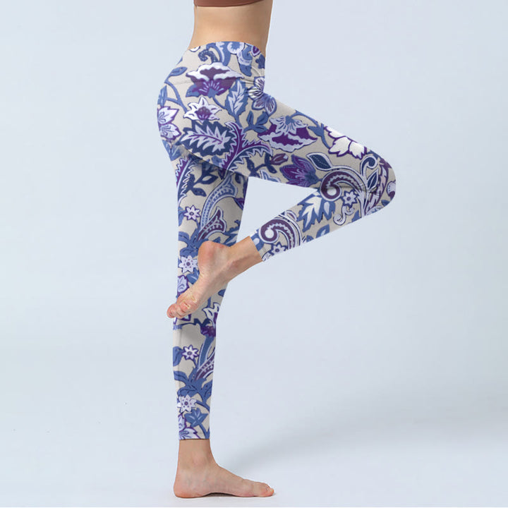 Buddha Stones, lila, Blumenblätter-Druck, Fitness-Leggings für Damen, Yoga-Hose