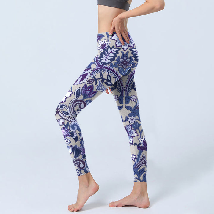 Buddha Stones, lila, Blumenblätter-Druck, Fitness-Leggings für Damen, Yoga-Hose