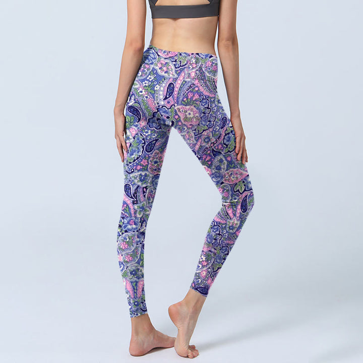 Buddha Stones Lila Rosa Cashew Blumendruck Gym Fitness Leggings Damen Yogahose - image 5