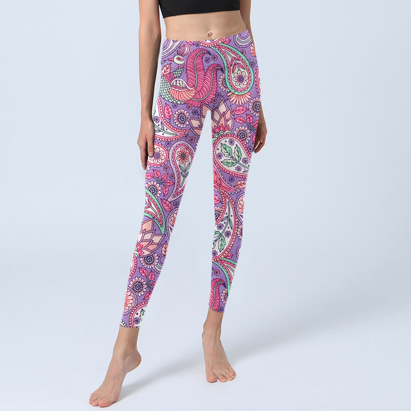 Buddha Stones Lila Rosa Cashew Blume Sonnenblumen Druck Gym Fitness Leggings Damen Yoga Hose - image 5