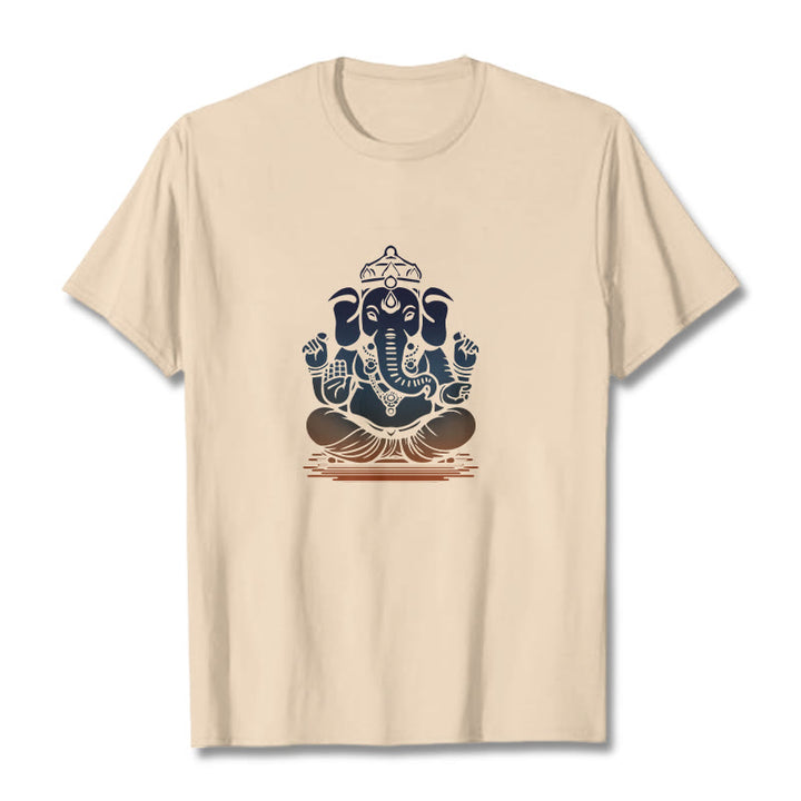 Buddha Stones T-Shirt mit meditierendem Ganesh-Elefantenmuster - Biskuit - 2XL - image 8