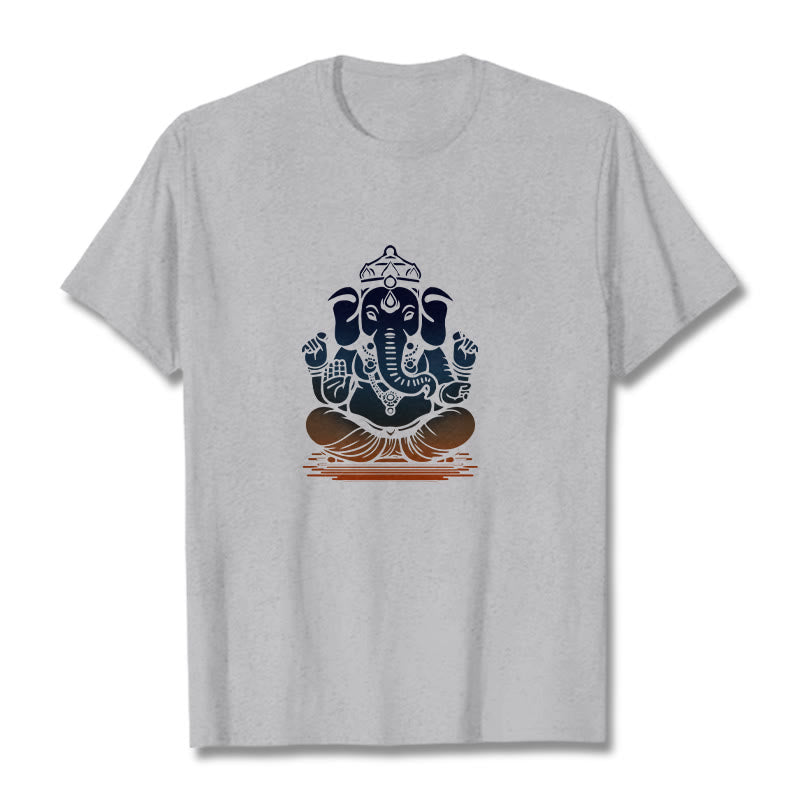 Buddha Stones T-Shirt mit meditierendem Ganesh-Elefantenmuster - Hellgrau - 2XL - image 19