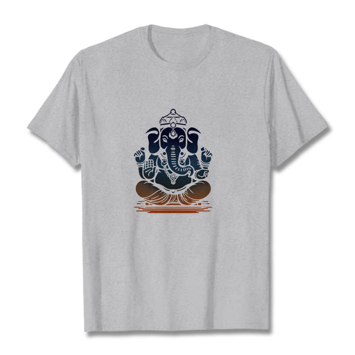 Buddha Stones T-Shirt mit meditierendem Ganesh-Elefantenmuster - Hellgrau - 2XL - image 19