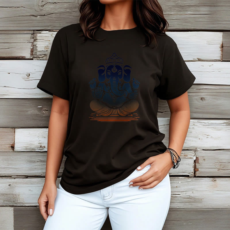 Buddha Stones T-Shirt mit meditierendem Ganesh-Elefantenmuster - image 7
