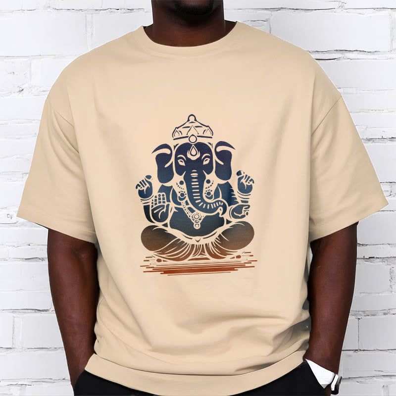 Buddha Stones T-Shirt mit meditierendem Ganesh-Elefantenmuster - image 9