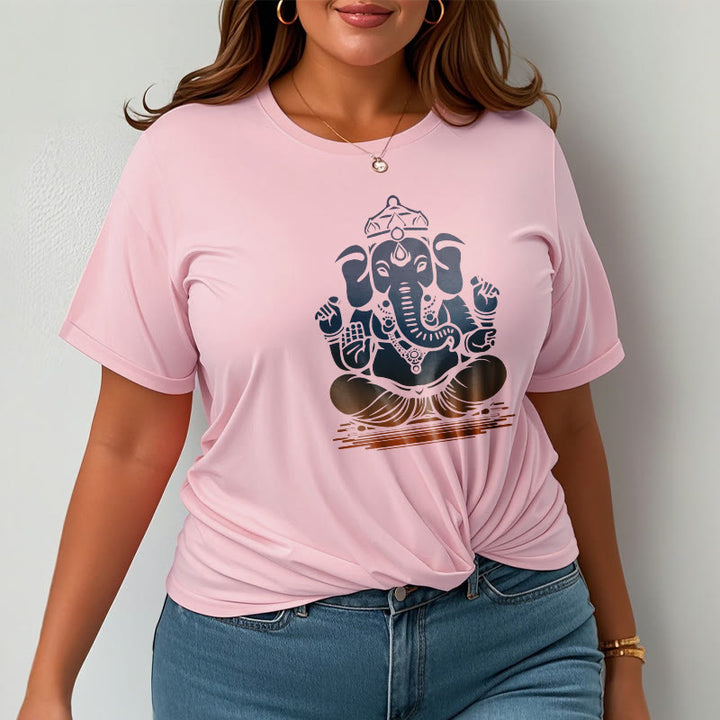 Buddha Stones T-Shirt mit meditierendem Ganesh-Elefantenmuster - image 13
