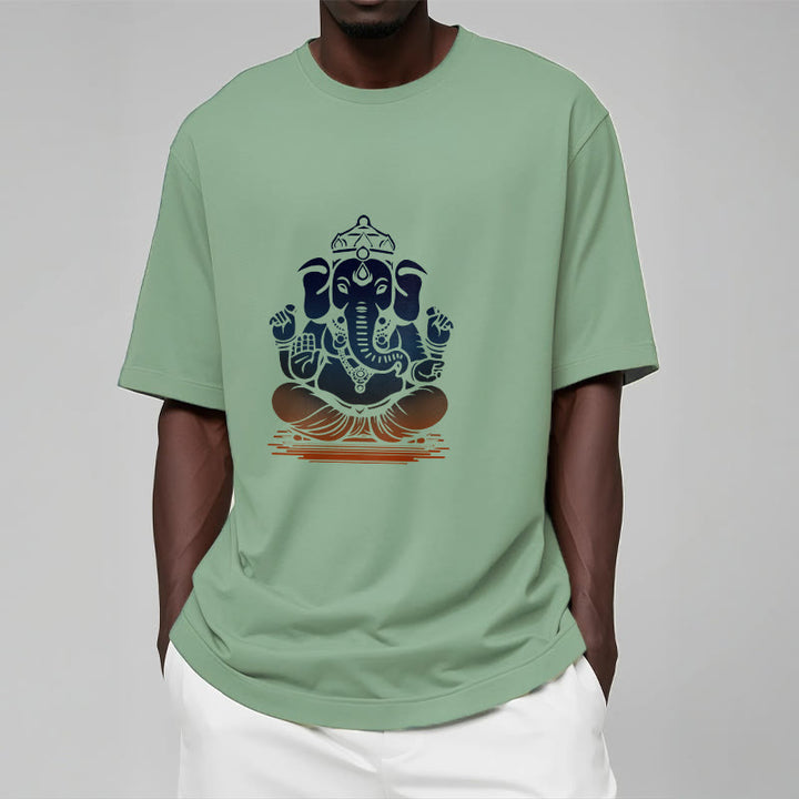 Buddha Stones T-Shirt mit meditierendem Ganesh-Elefantenmuster - image 15