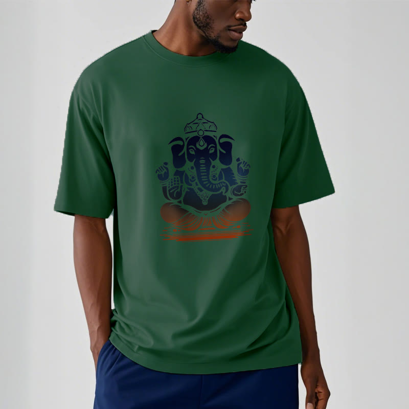 Buddha Stones T-Shirt mit meditierendem Ganesh-Elefantenmuster - image 11