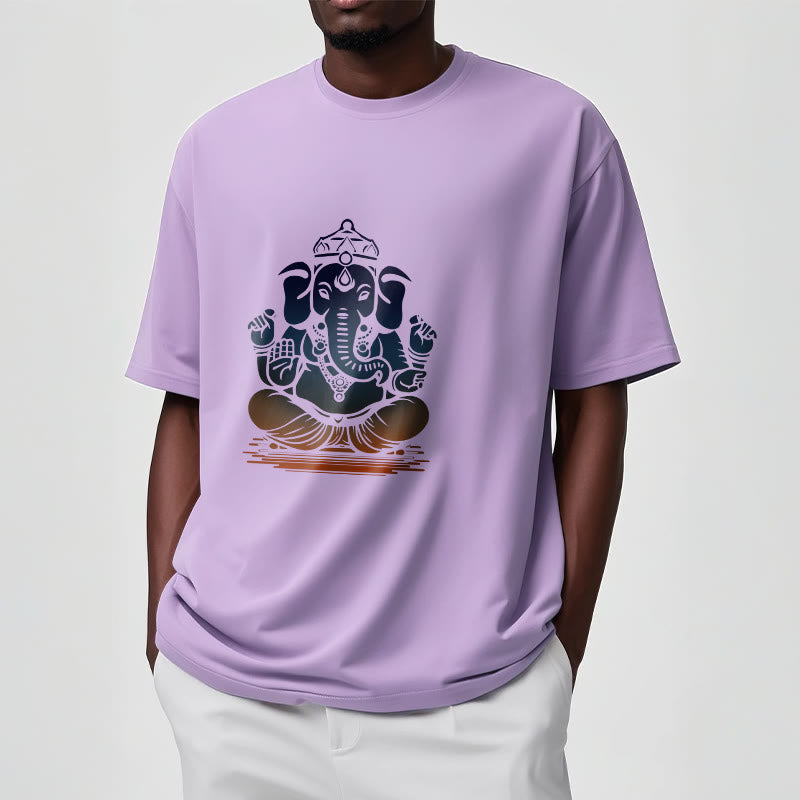 Buddha Stones T-Shirt mit meditierendem Ganesh-Elefantenmuster - image 17