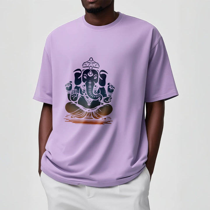 Buddha Stones T-Shirt mit meditierendem Ganesh-Elefantenmuster - image 17