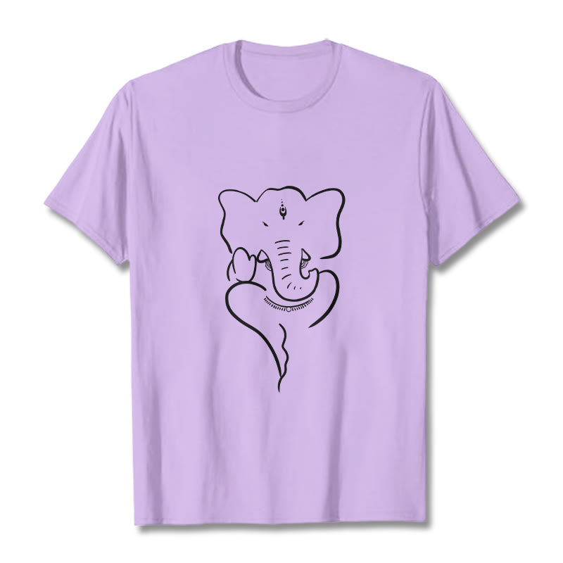 Buddha Stones T-Shirt mit Ganesh-Elefanten-Skizzenmuster - Pflaume - 2XL - image 16