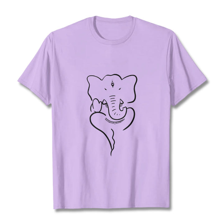 Buddha Stones T-Shirt mit Ganesh-Elefanten-Skizzenmuster - Pflaume - 2XL - image 16