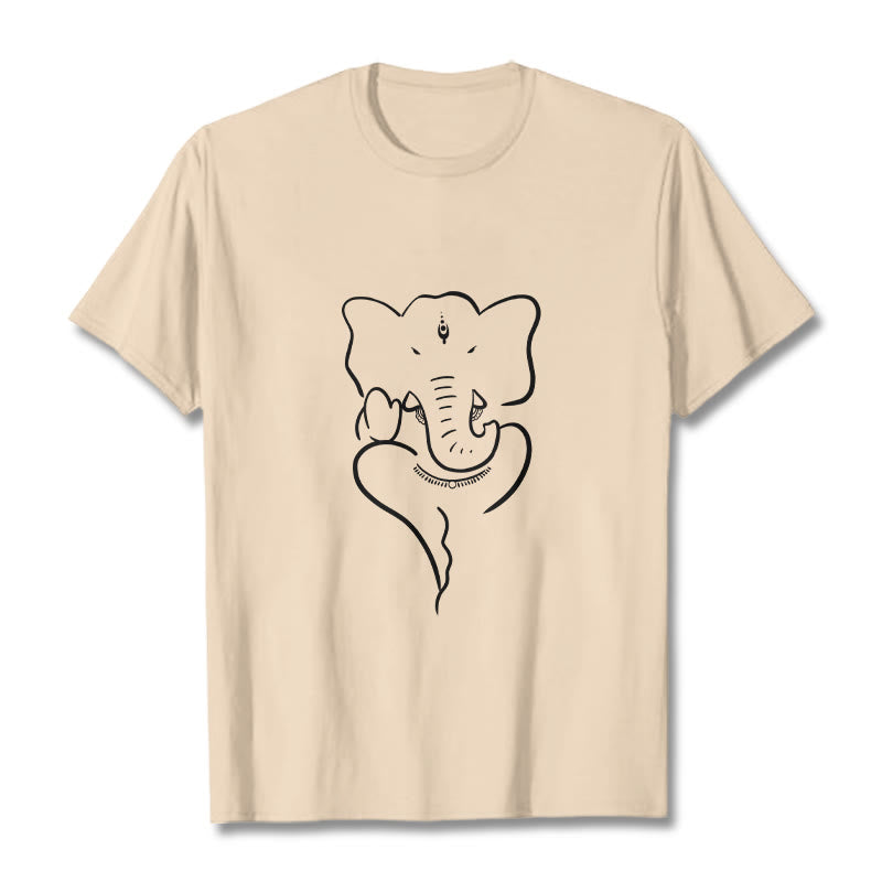 Buddha Stones T-Shirt mit Ganesh-Elefanten-Skizzenmuster - Biskuit - 2XL - image 8