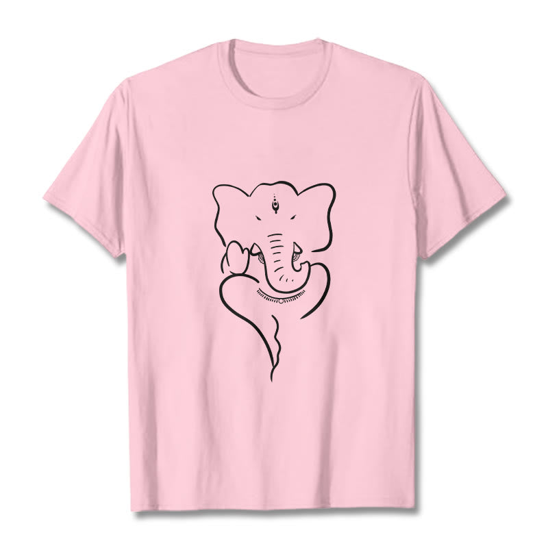 Buddha Stones T-Shirt mit Ganesh-Elefanten-Skizzenmuster - Hellrosa - 2XL - image 12